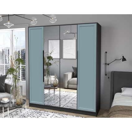 Шкаф распашной Тренд КТ-Ш4 (з) (Антрацит ЛДСП/ Океан ЛМДФ) Ш1800 В2128 Г547